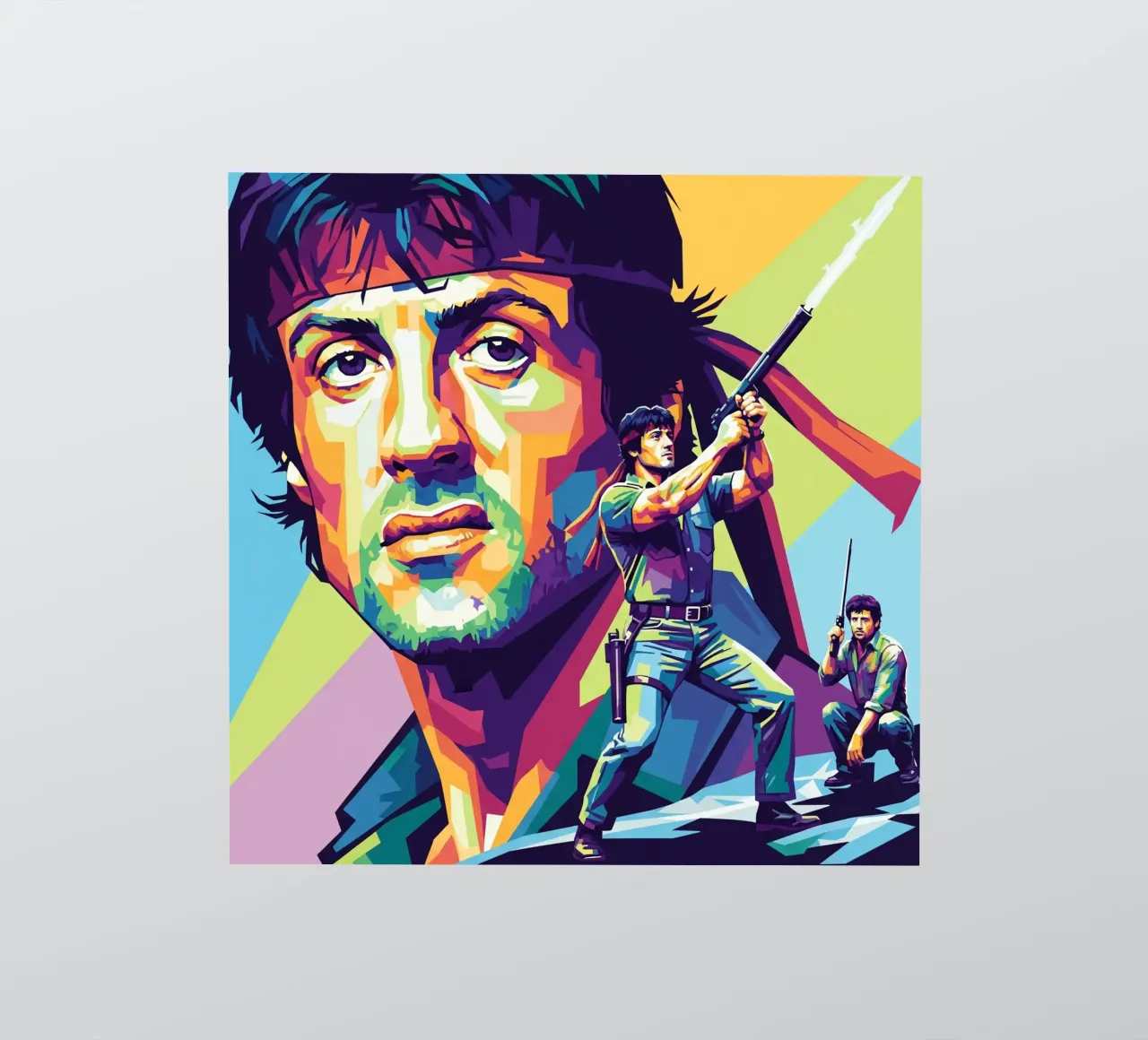 Sylvester Stallone - John Rambo art (1) adesivo da Hantamrata