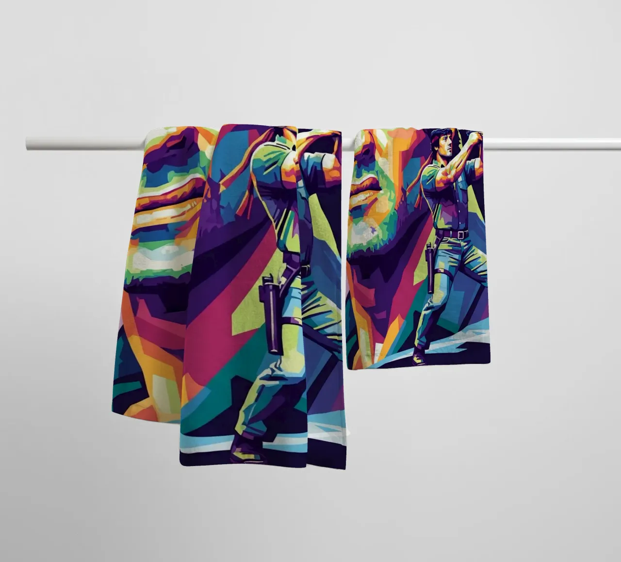 Sylvester Stallone - John Rambo art (1) asciugamano da bagno da Hantamrata