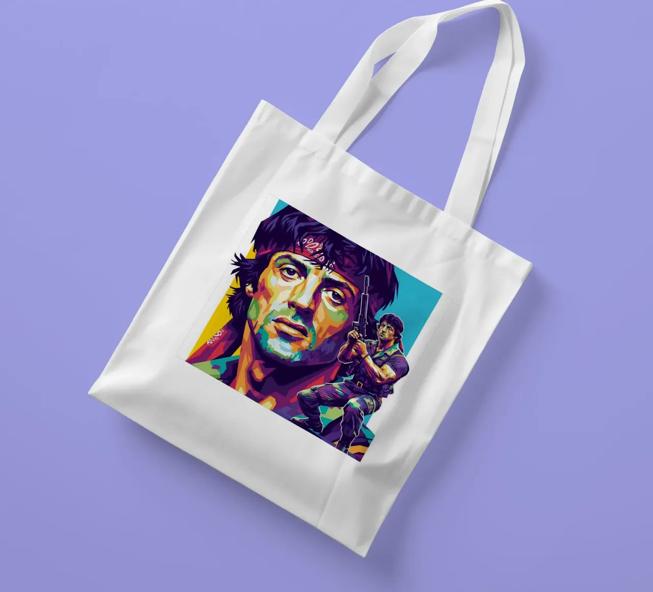 Sylvester Stallone - John Rambo art (2) borsa in juta da Hantamrata