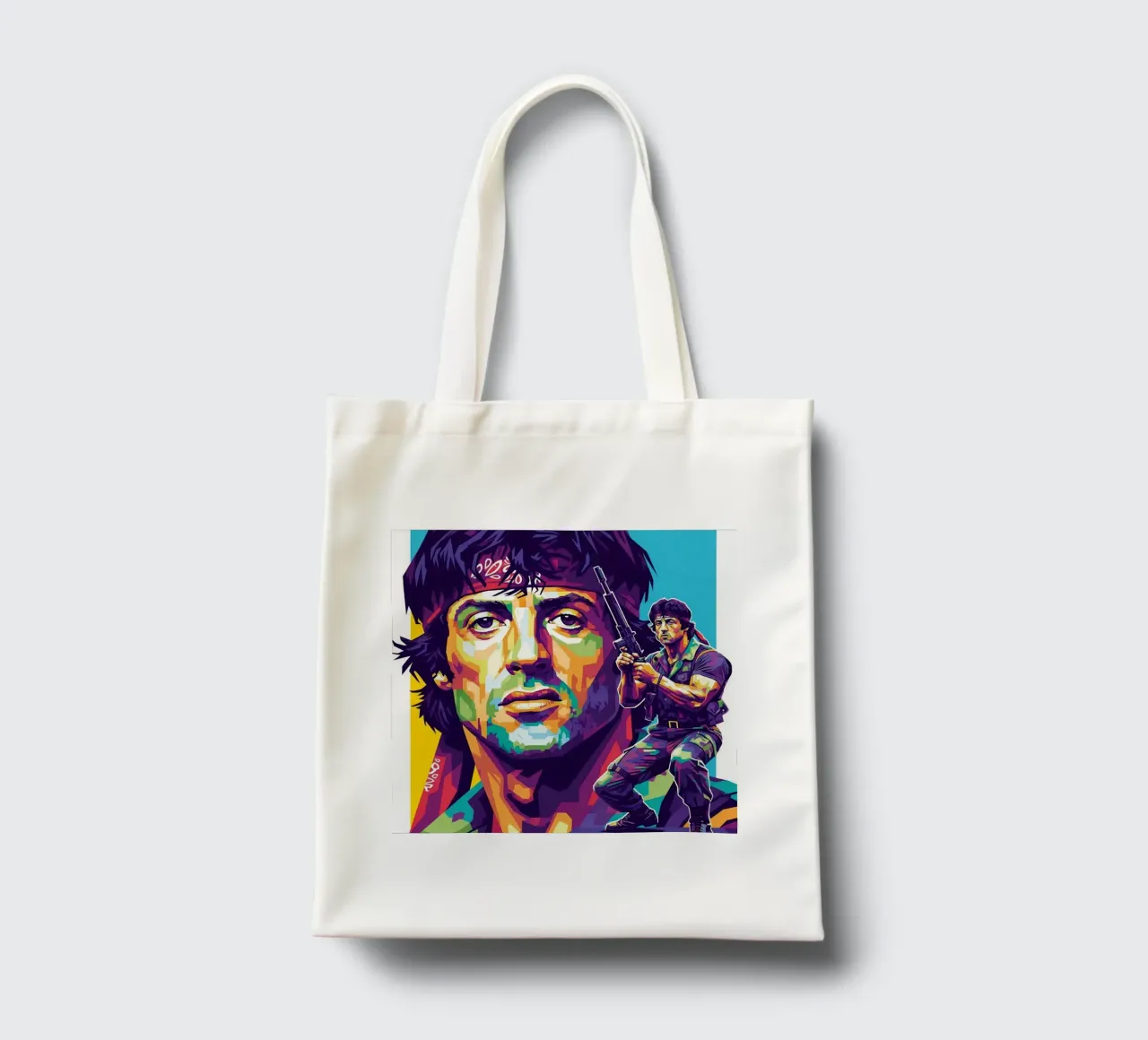 Sylvester Stallone - John Rambo art (2) borsa in juta da Hantamrata