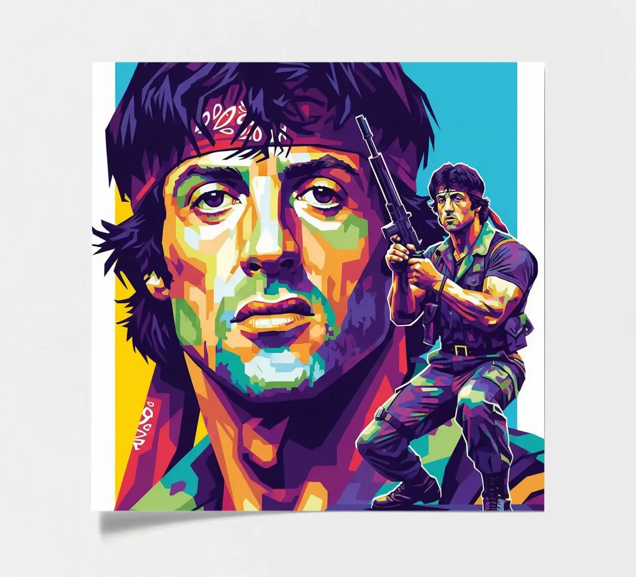 Sylvester Stallone - John Rambo art (2) foglio adesivo da Hantamrata
