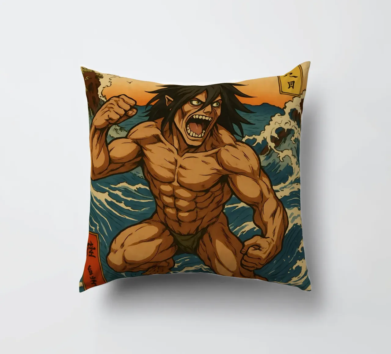 AOT Eren On Japan wave cuscino da KakiHanryJP