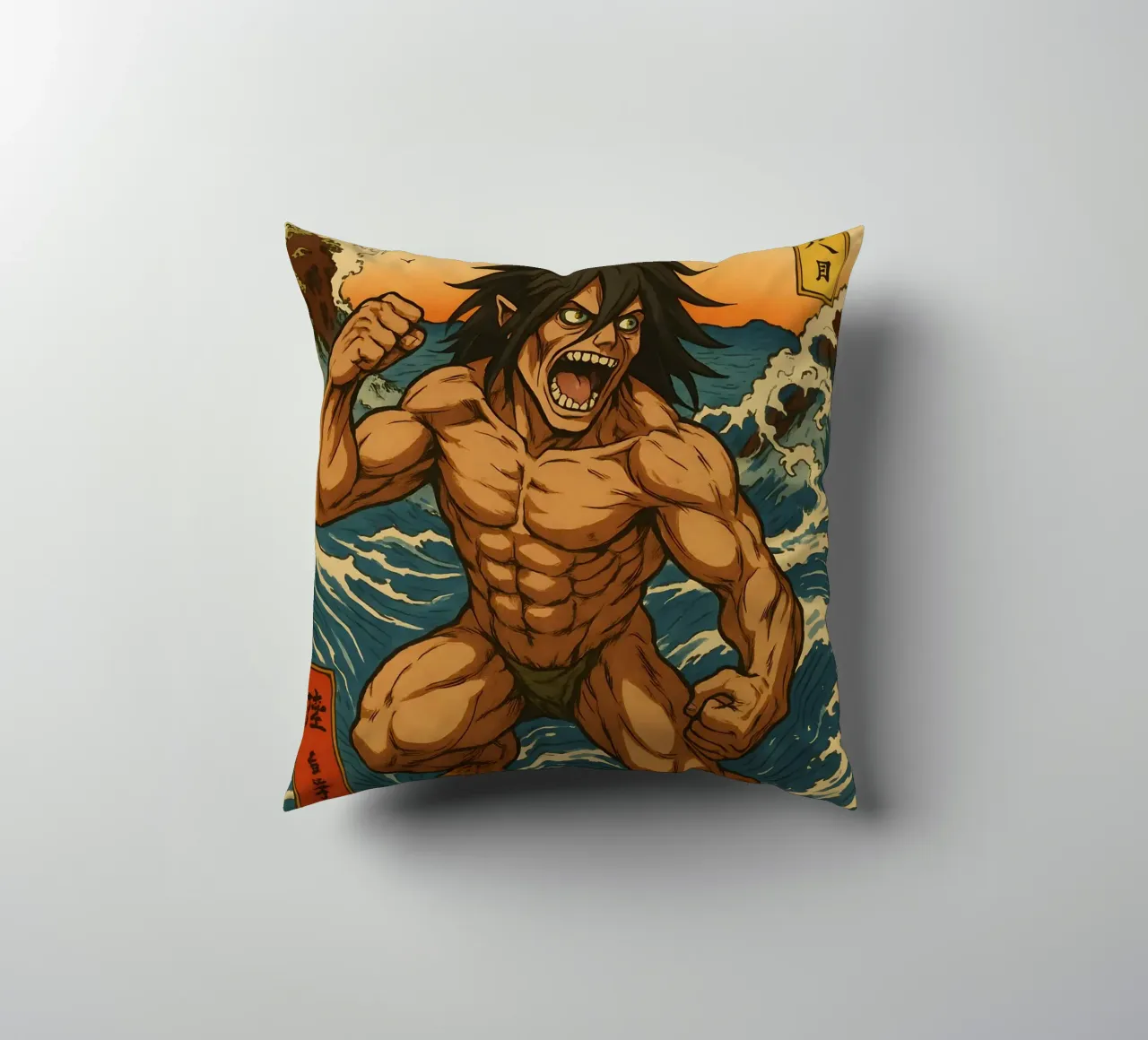 AOT Eren On Japan wave cuscino da KakiHanryJP