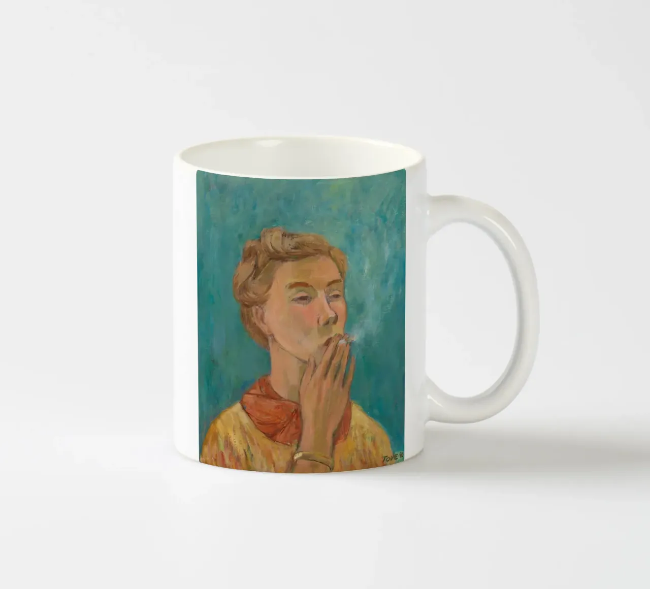 Ritratto di ragazza fumatrice - Tove Jansson tazza in ceramica da juamoready