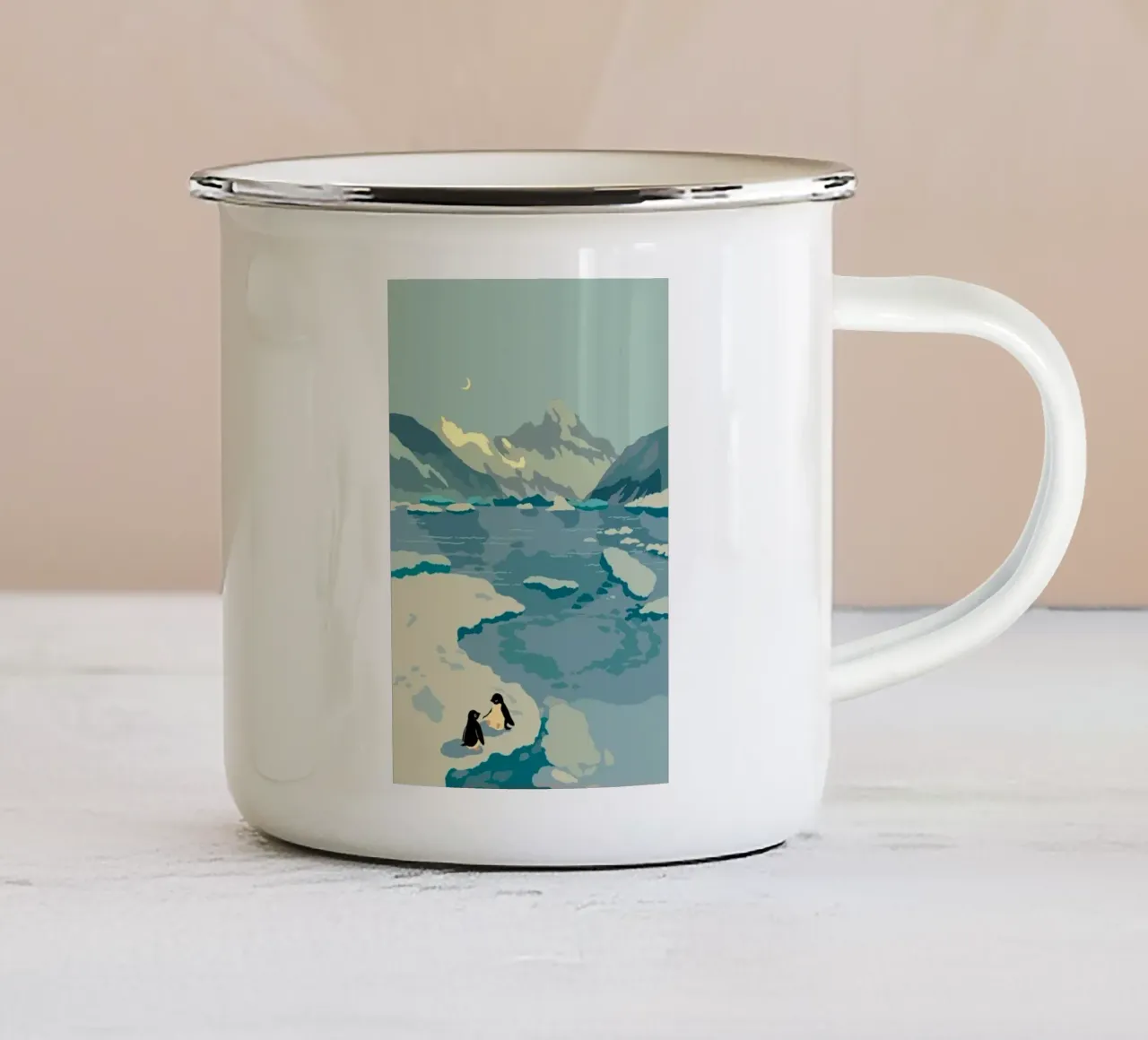 penguins icebergs tazza in smalto da Histrol