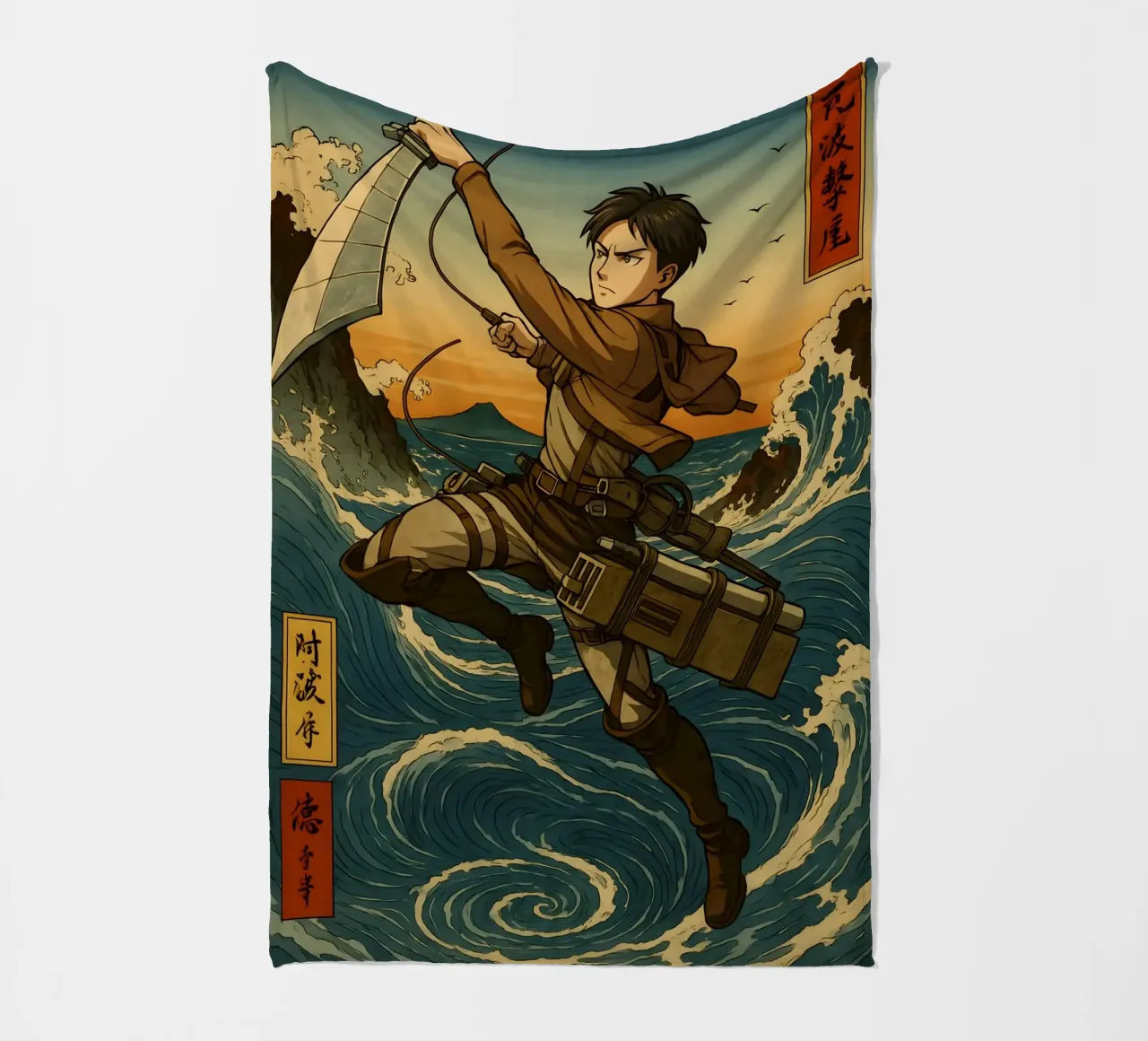 AOT Levi On Japan Wave coperta in pile da KakiHanryJP
