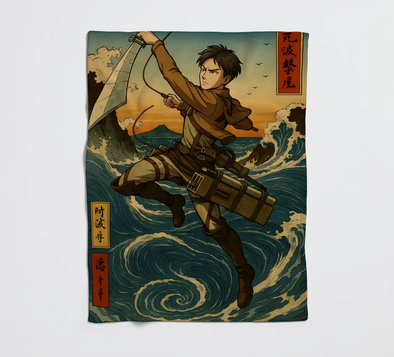 AOT Levi On Japan Wave coperta in pile da KakiHanryJP