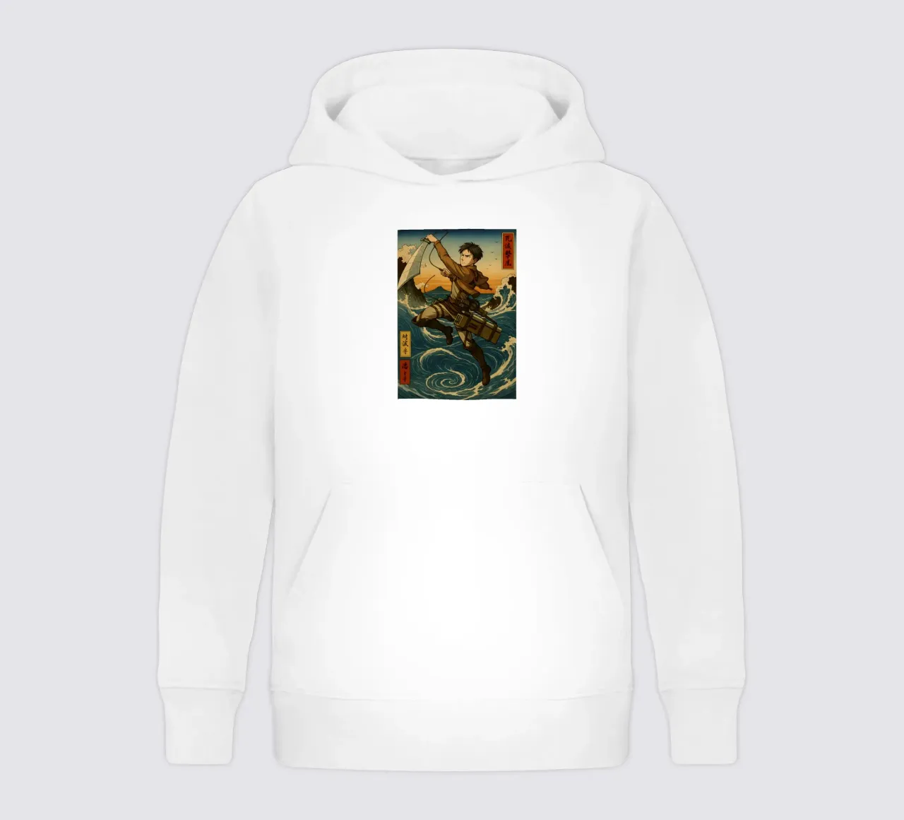 AOT Levi On Japan Wave felpa bambino con cappuccio da KakiHanryJP