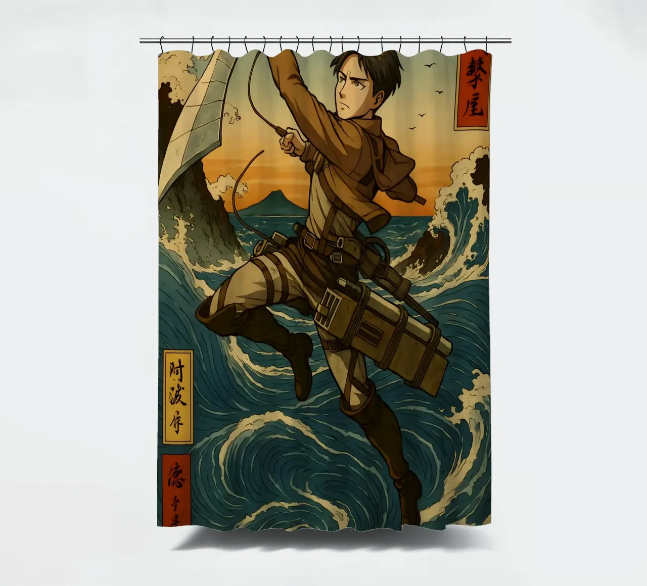AOT Levi On Japan Wave tenda da doccia da KakiHanryJP