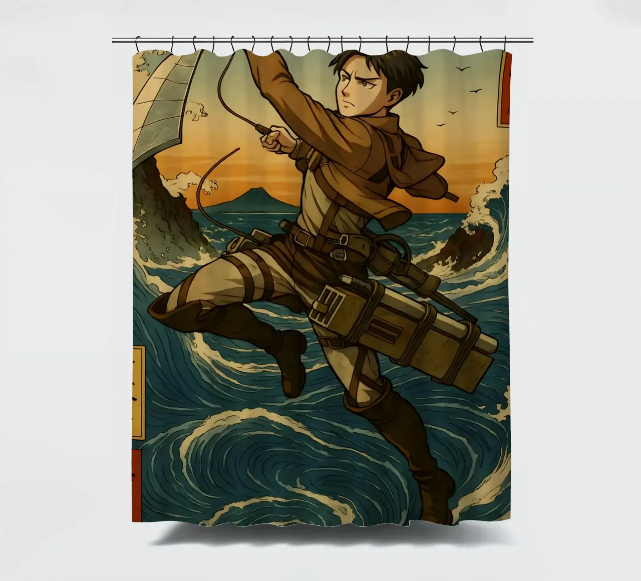 AOT Levi On Japan Wave tenda da doccia da KakiHanryJP