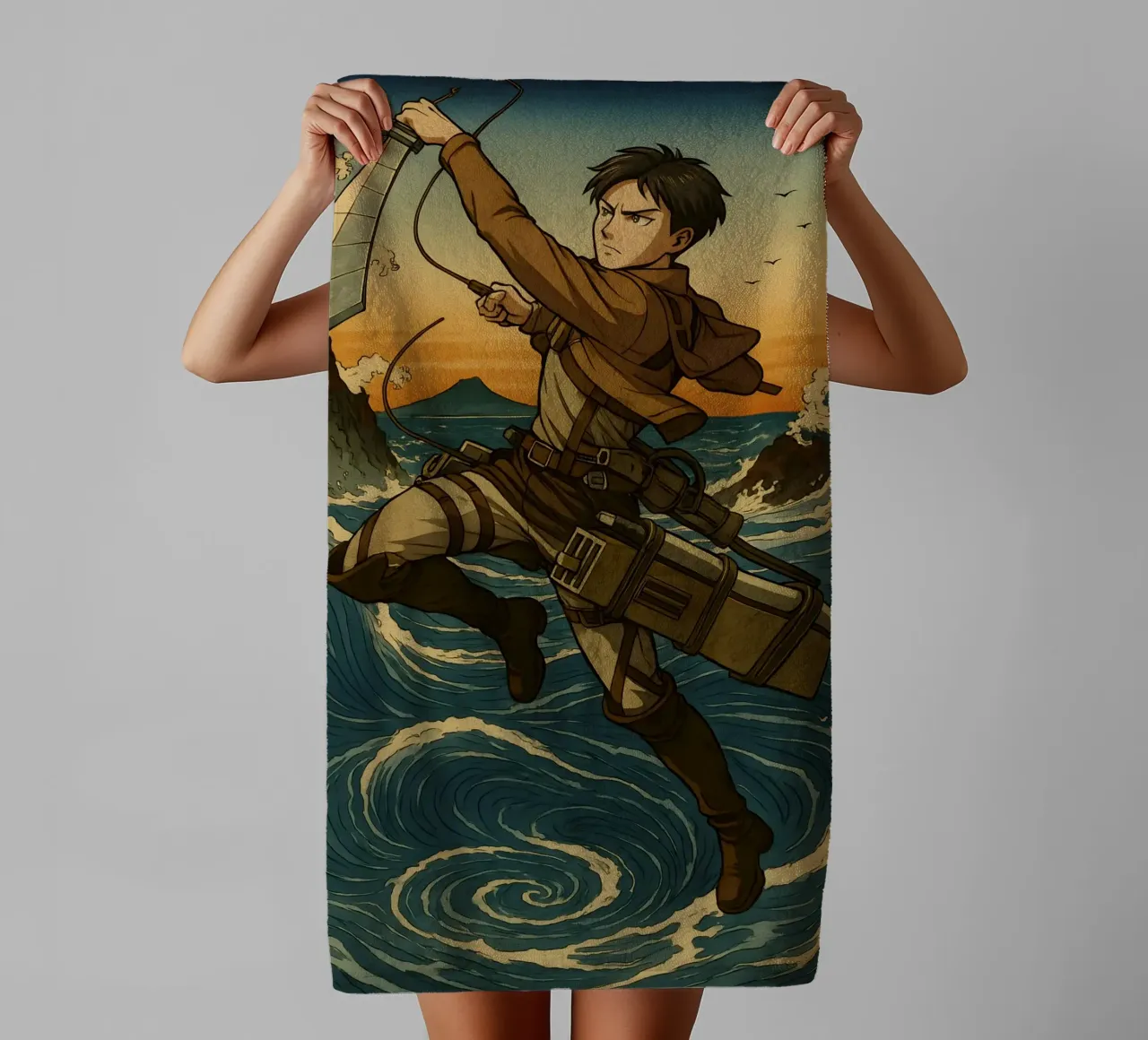 AOT Levi On Japan Wave asciugamano da bagno da KakiHanryJP