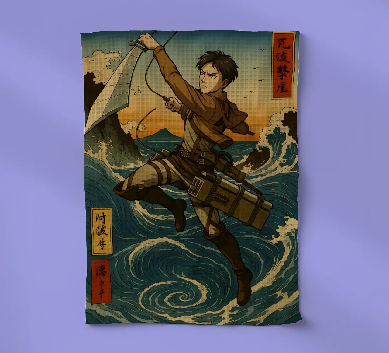 AOT Levi On Japan Wave canovaccio da cucina da KakiHanryJP