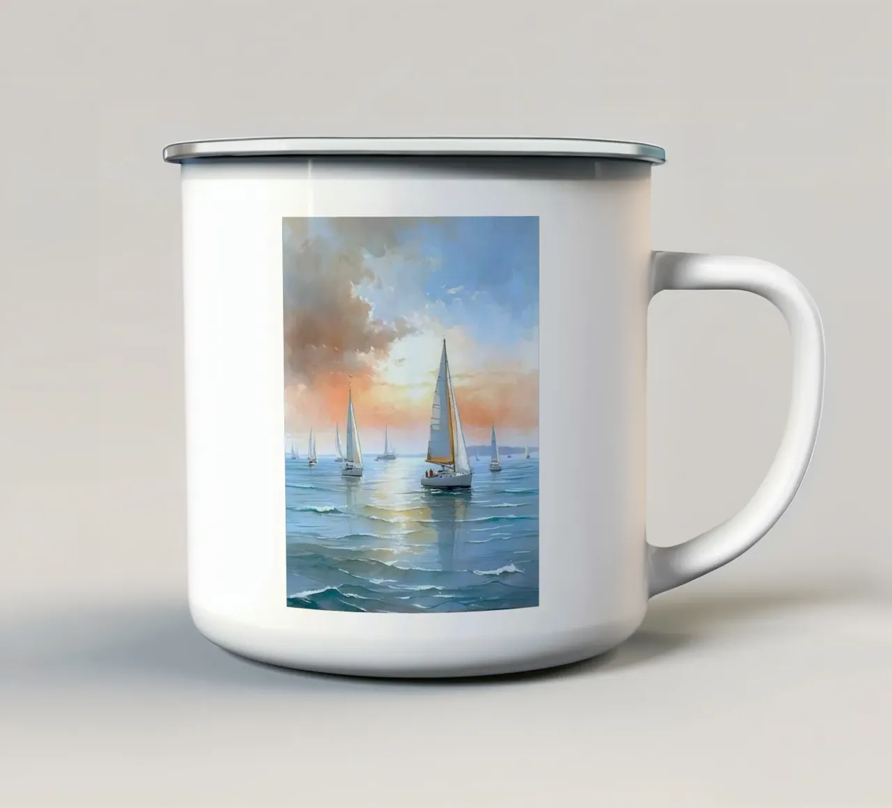 sailboats ocean tazza in smalto da prindy