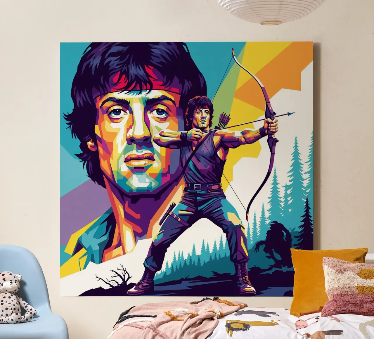 Sylvester Stallone - John Rambo art (3) tela con Cornice a cassetta da Hantamrata