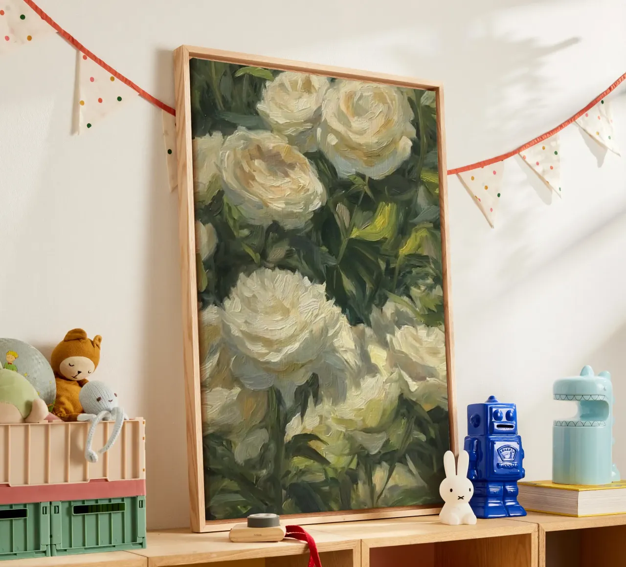bloom greenery tela con Cornice a cassetta da prindy