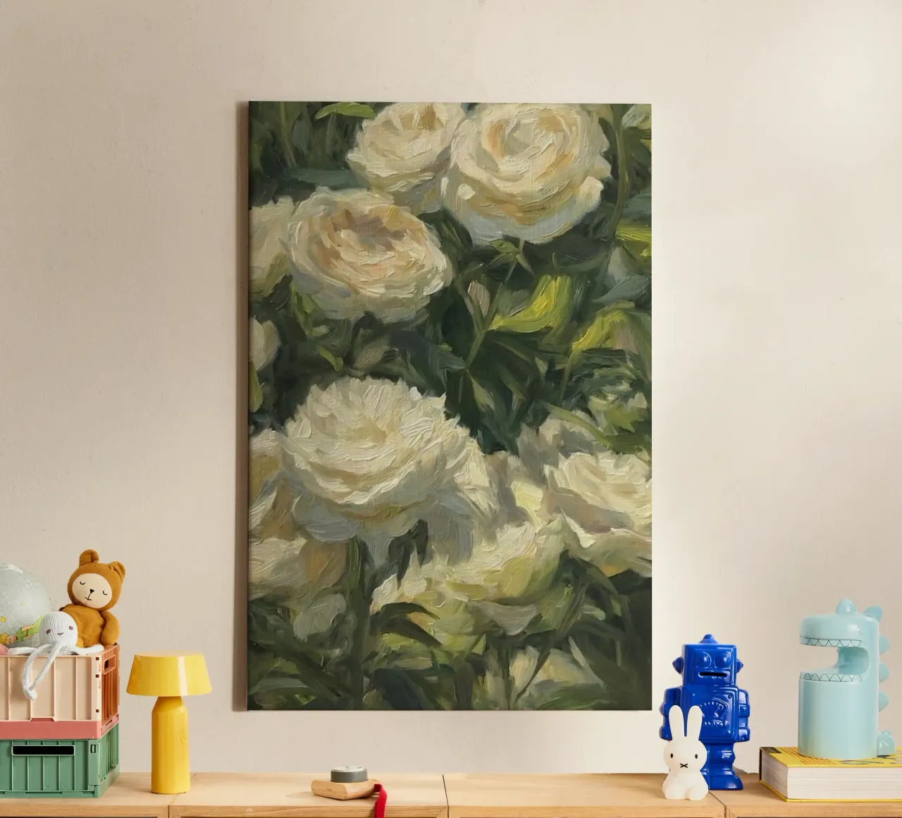 bloom greenery tela con Cornice a cassetta da prindy