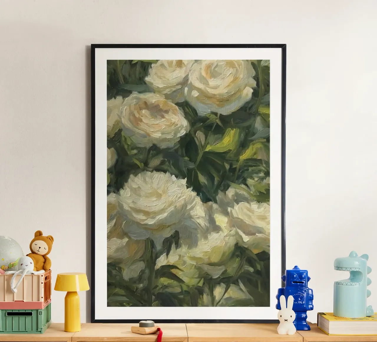 bloom greenery poster con telaio in legno da prindy