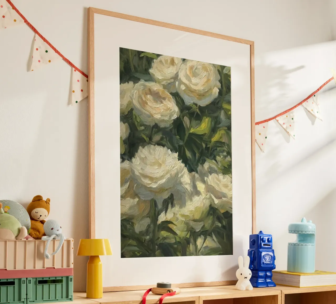 bloom greenery poster con telaio in legno da prindy