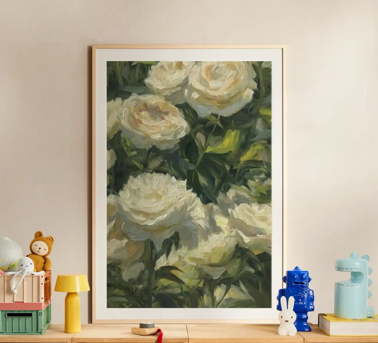 bloom greenery poster con telaio in legno da prindy