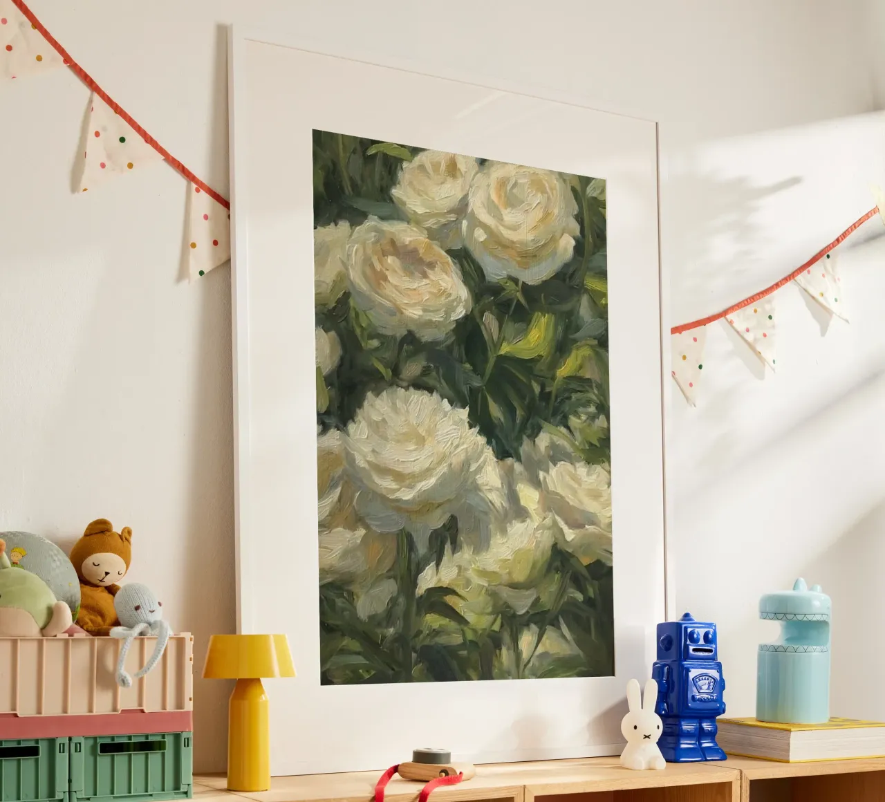 bloom greenery poster con telaio in legno da prindy