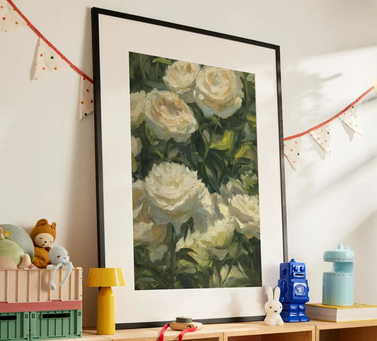 bloom greenery poster con telaio in legno da prindy