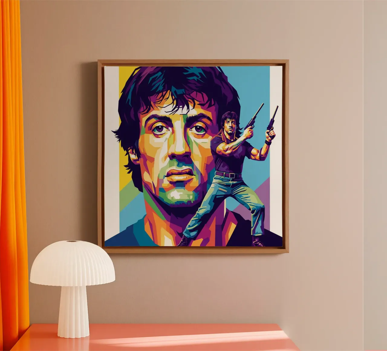 Sylvester Stallone - John Rambo art (4) tela con Cornice a cassetta da Hantamrata