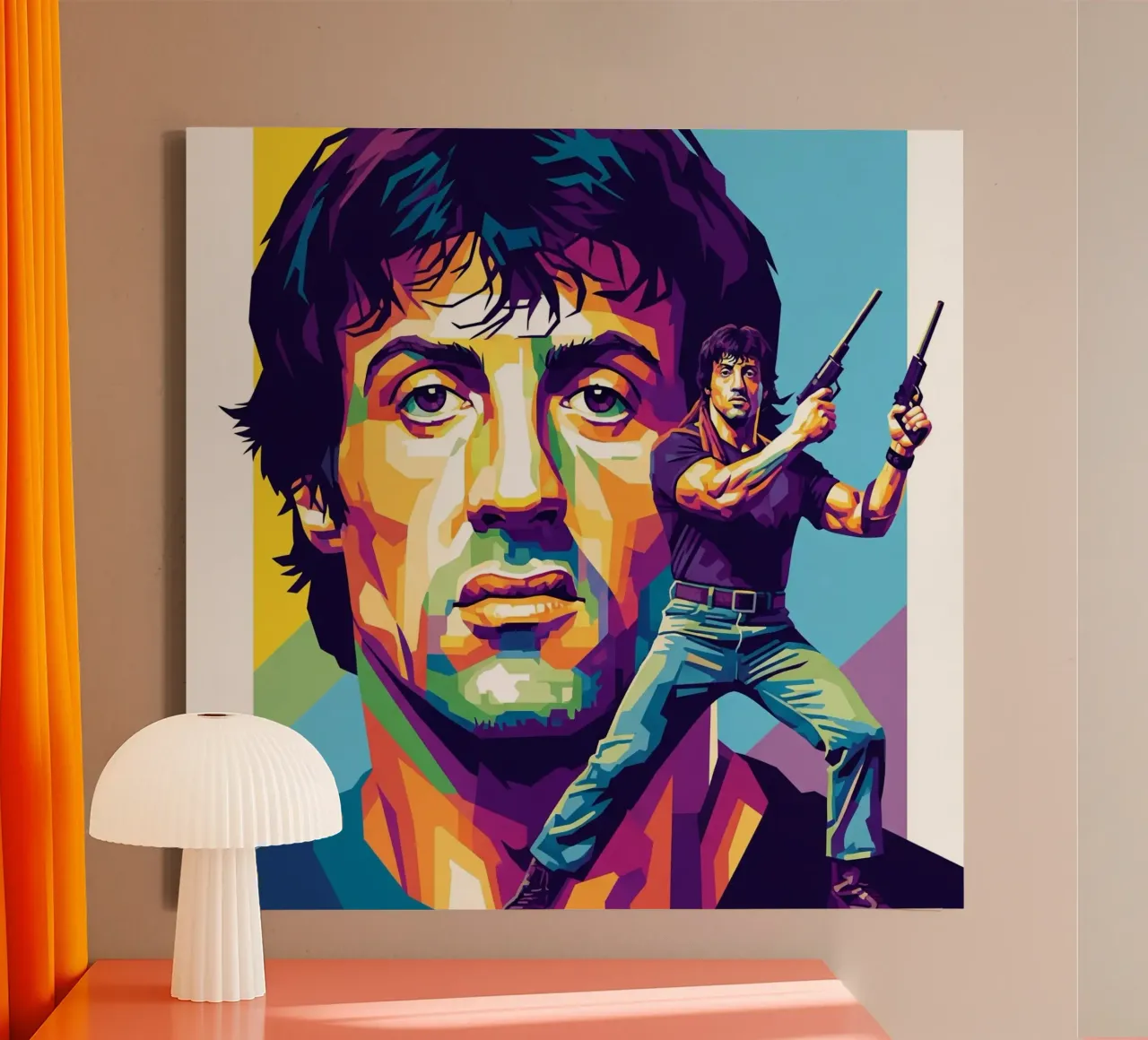 Sylvester Stallone - John Rambo art (4) tela con Cornice a cassetta da Hantamrata