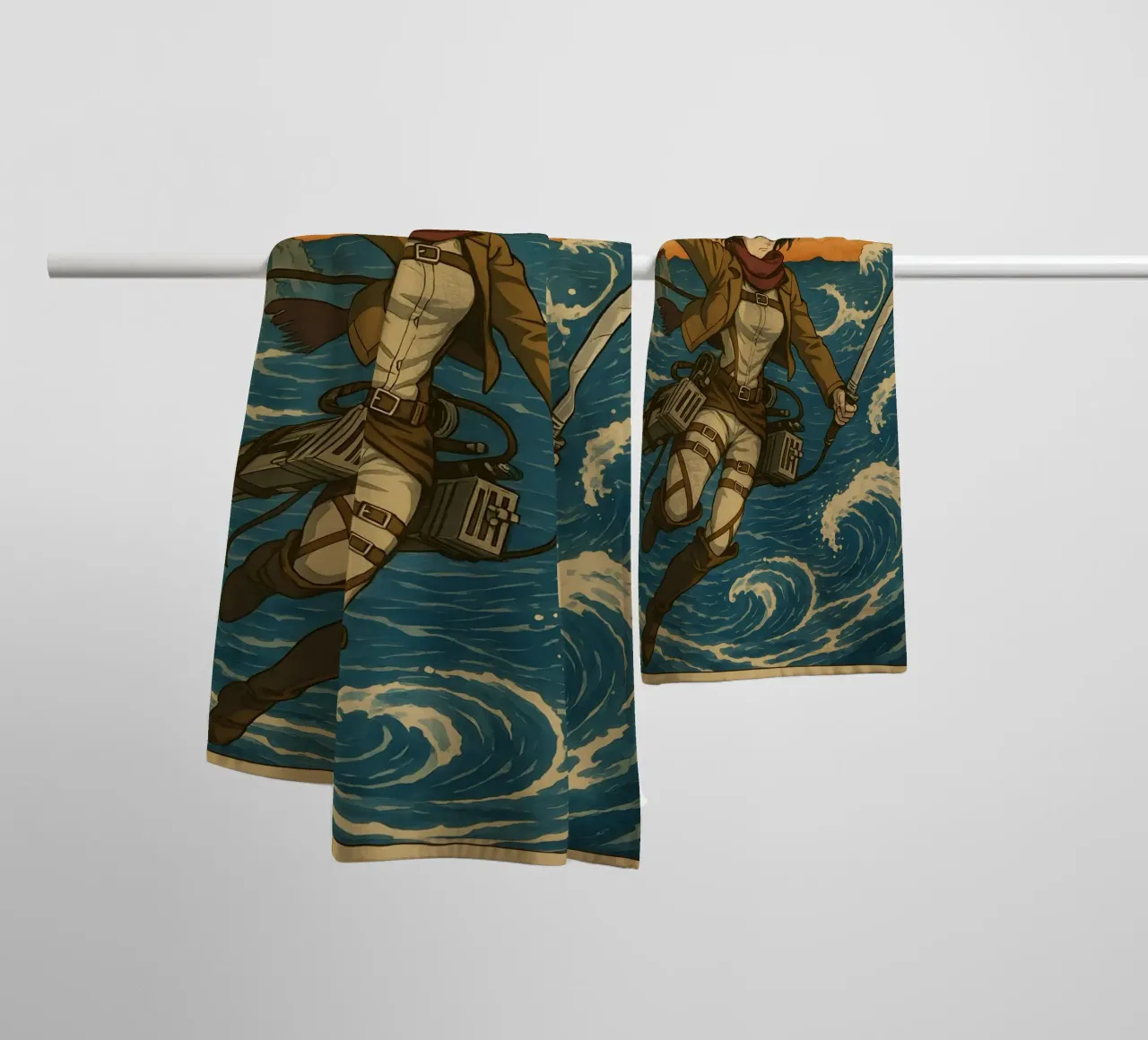 AOT Mikasa Japan Wave Art asciugamano da bagno da KakiHanryJP