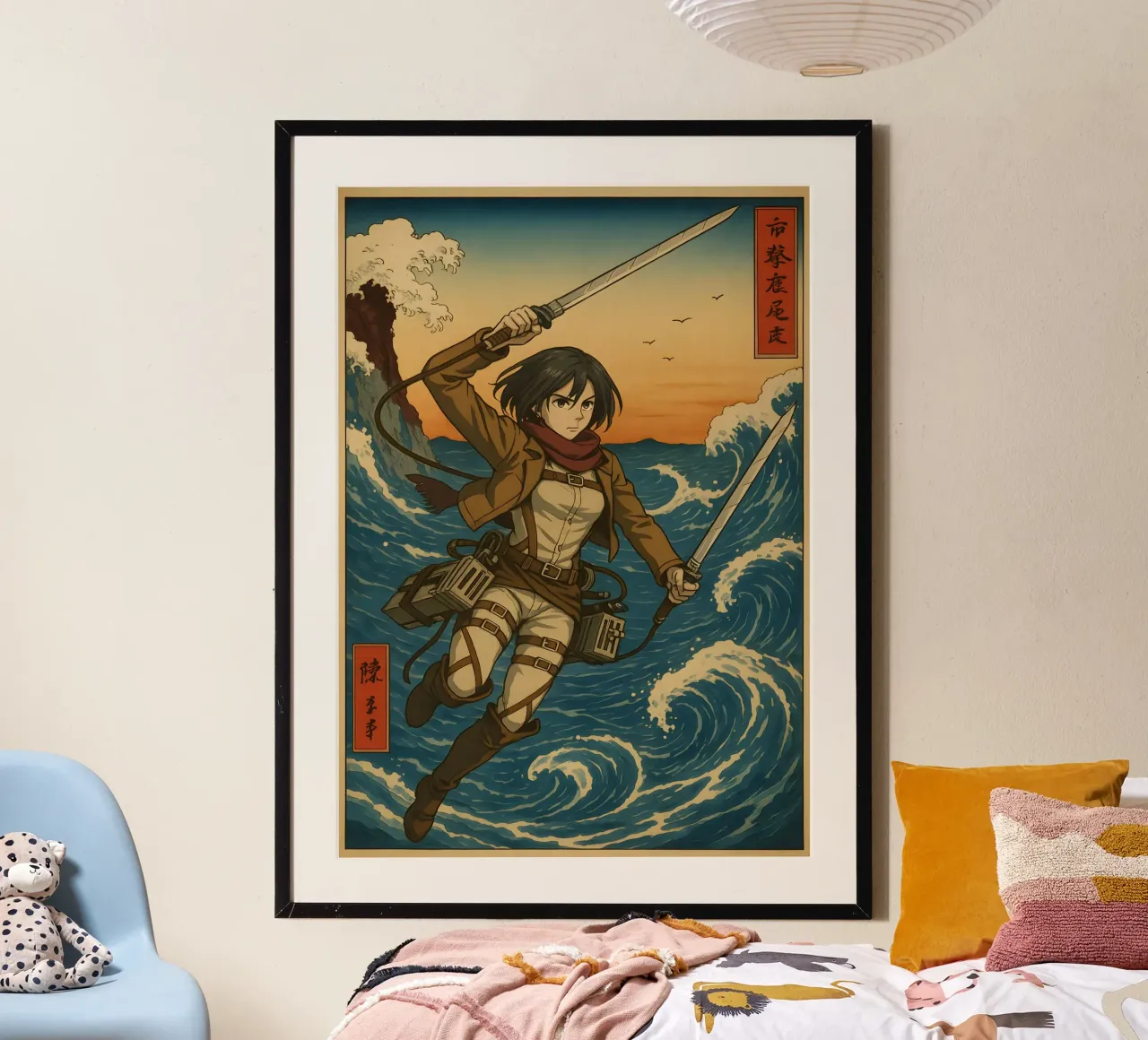 AOT Mikasa Japan Wave Art poster da KakiHanryJP