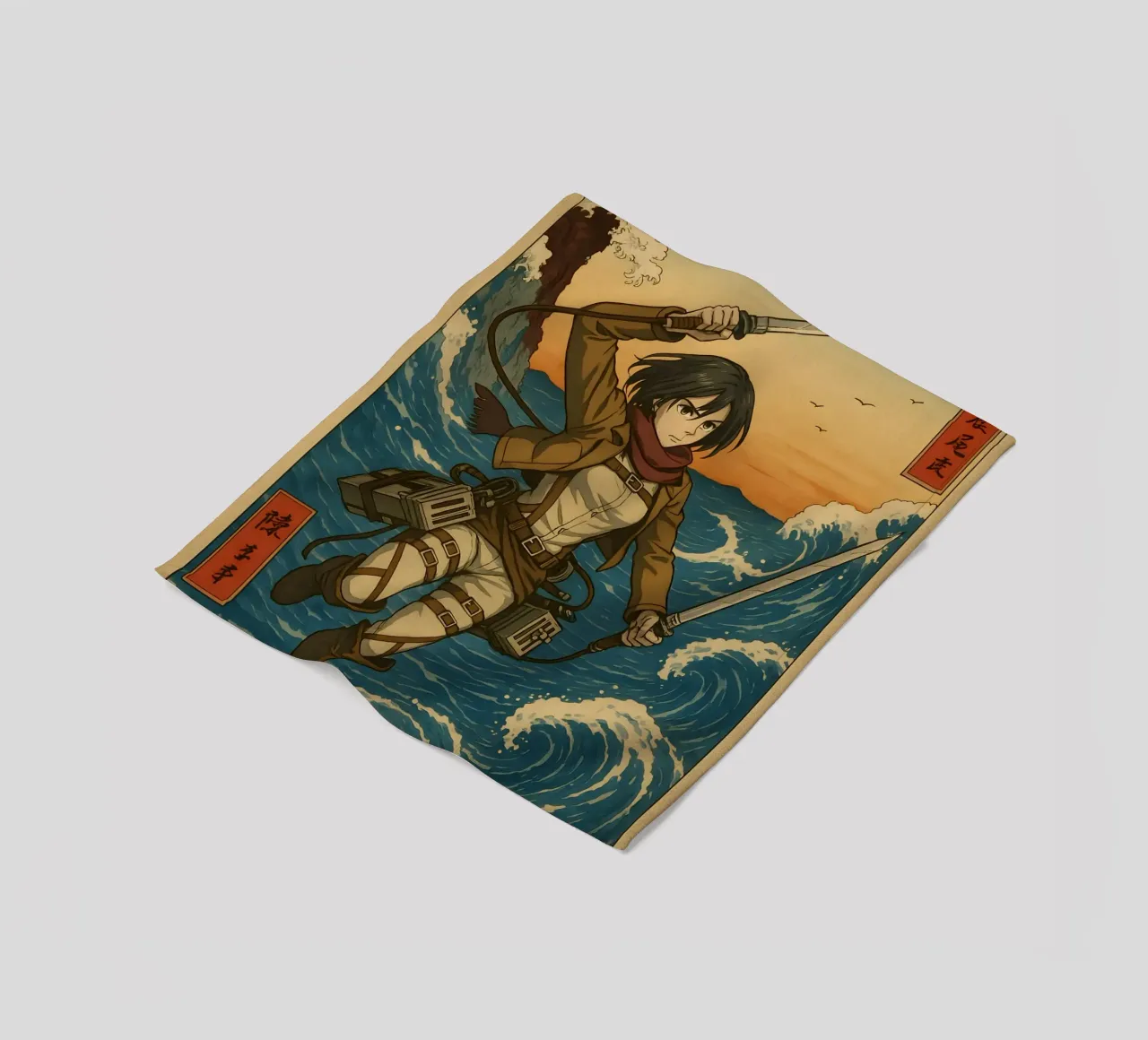 AOT Mikasa Japan Wave Art coperta in pile da KakiHanryJP
