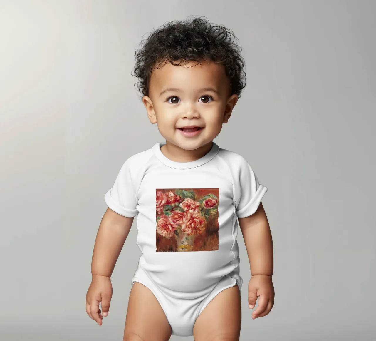 Rose in vaso body neonato maniche corte da LaurelArt