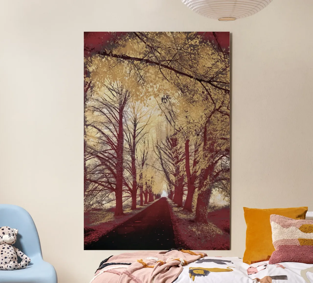 autumn leaves road alluminio dibond da twillight