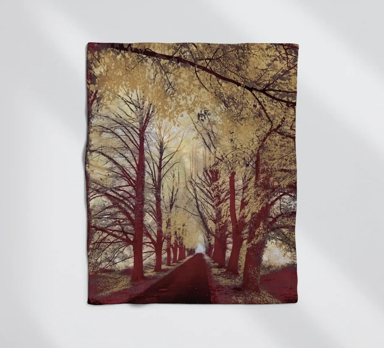 autumn leaves road fleece blanket by twillight