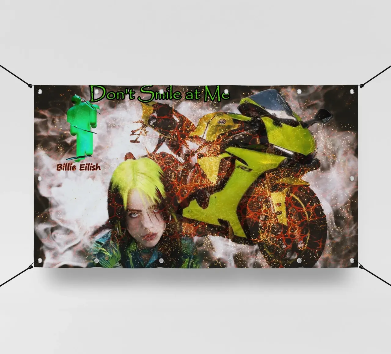Billie Eilish con Yzf - R1 "Neon Malinconia telo in pvc da Abasa Inaraya