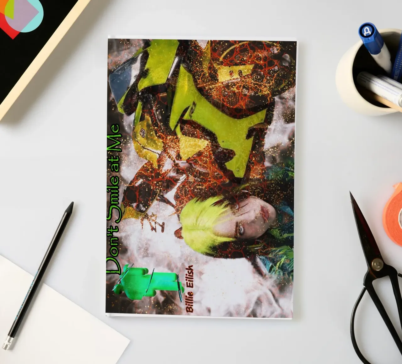 Billie Eilish with Yzf - R1 "Neon Melancholy" notebook by Abasa Inaraya