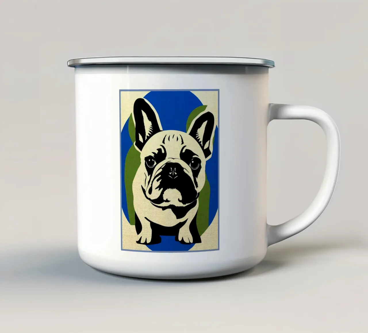 Bulldog francese tazza in smalto da Drew Studio