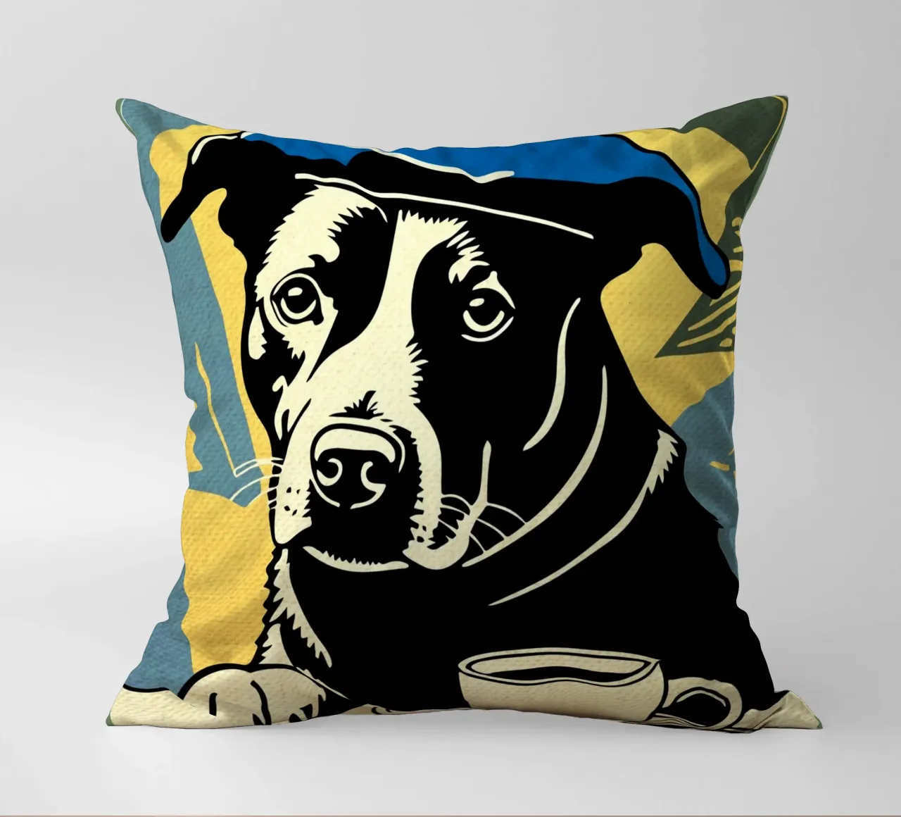 Cane con berretto e caffè cuscino da Drew Studio
