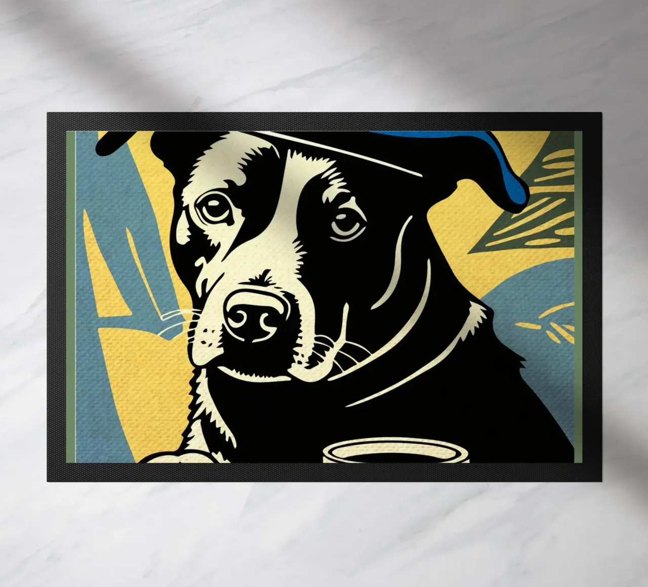 Cane con berretto e caffè zerbino da Drew Studio
