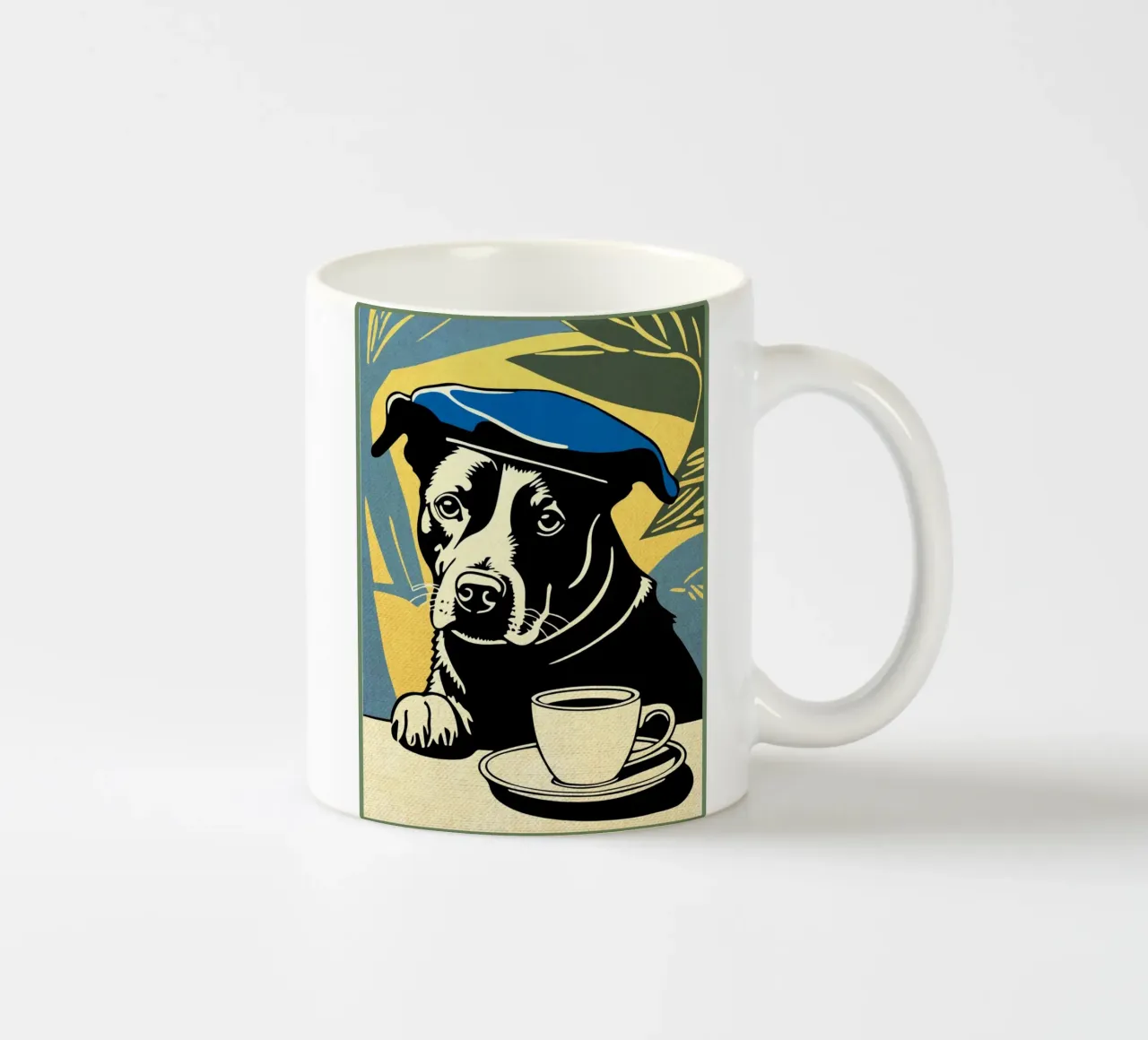 Cane con berretto e caffè tazza in ceramica da Drew Studio