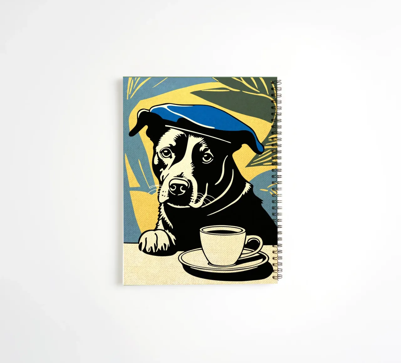 Cane con berretto e caffè diario ad anelli da Drew Studio