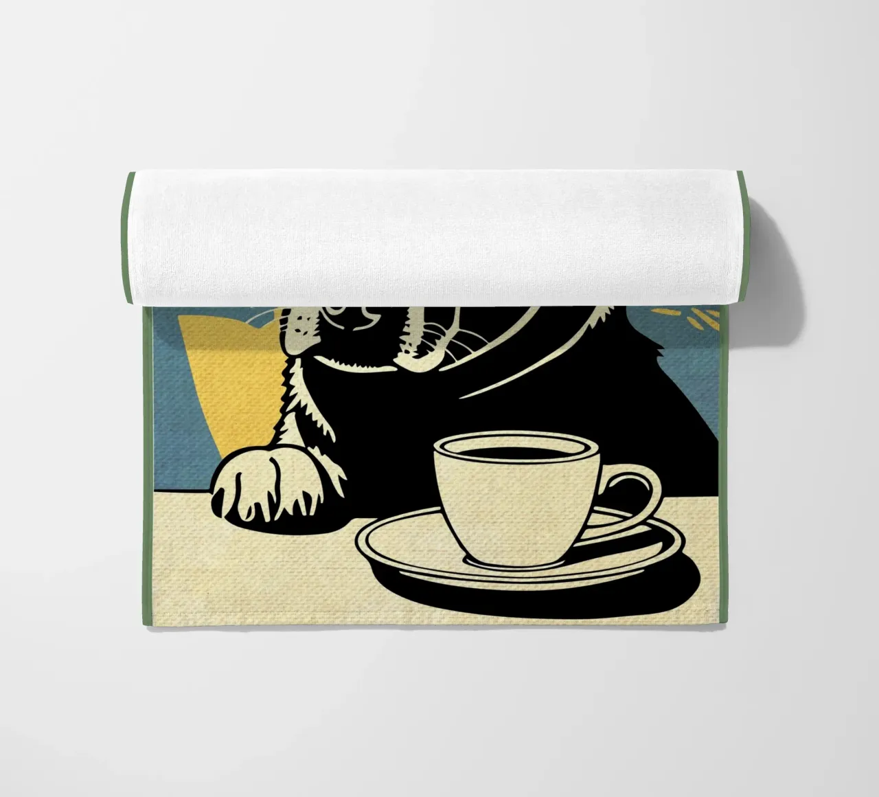 Cane con berretto e caffè telo mare da Drew Studio