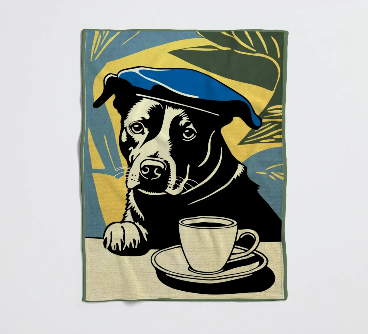 Cane con berretto e caffè coperta in pile da Drew Studio