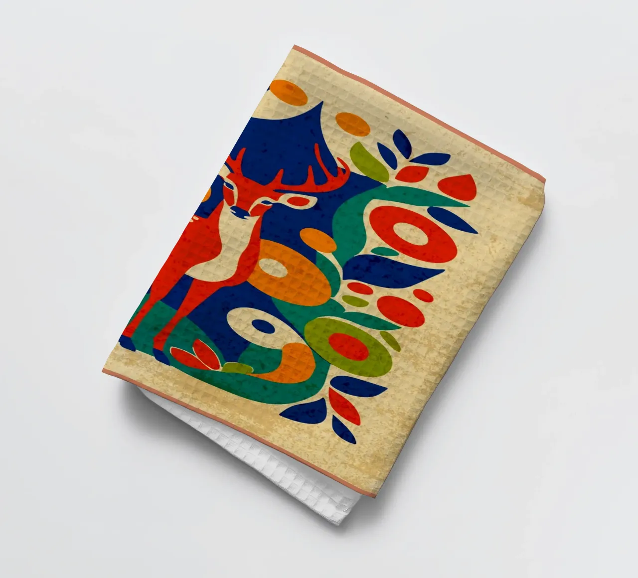 Cerf dans un motif floral torchon de Drew Studio