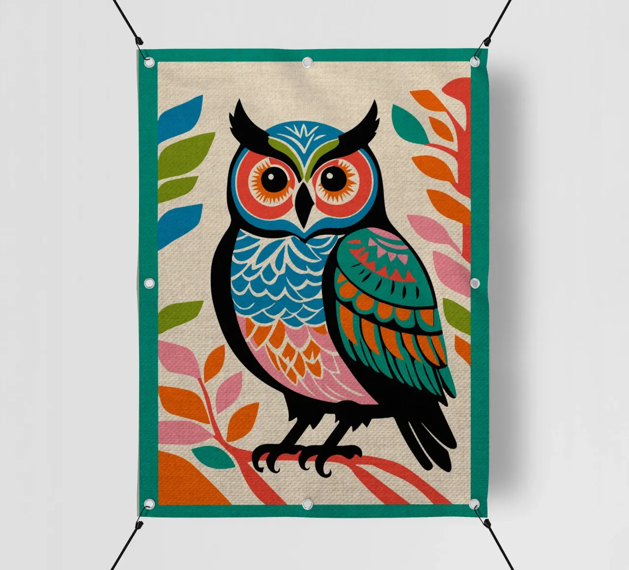 Stampa d'arte di un gufo carino telo in pvc da Drew Studio