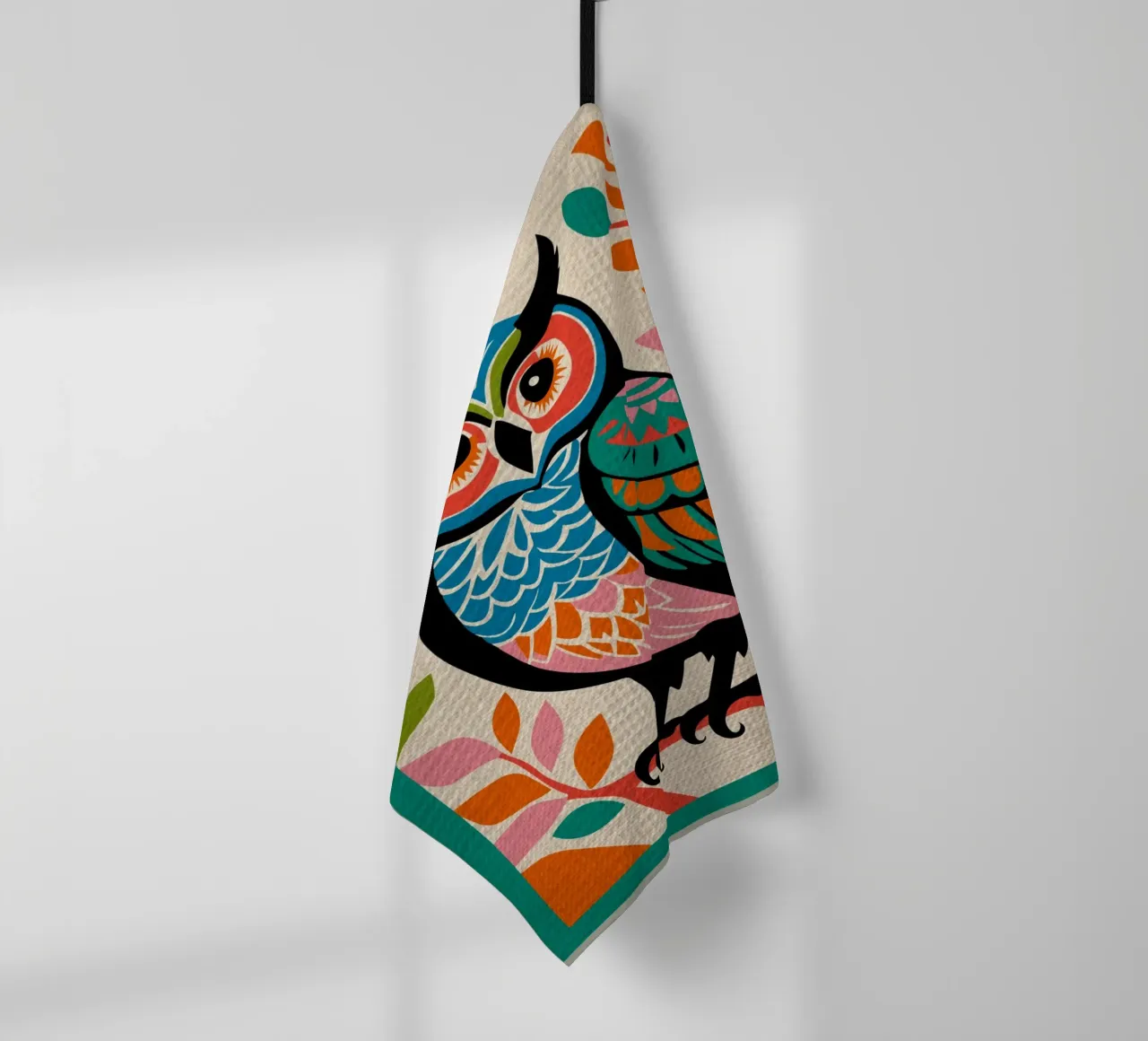 Stampa d'arte di un gufo carino canovaccio da cucina da Drew Studio