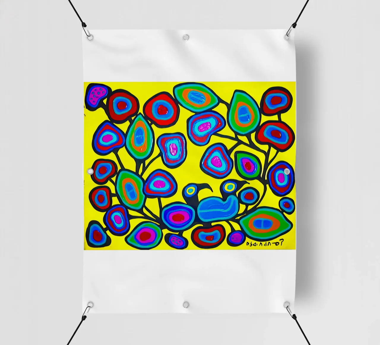 Floreale su giallo telo in pvc da ARTMAIACREATION