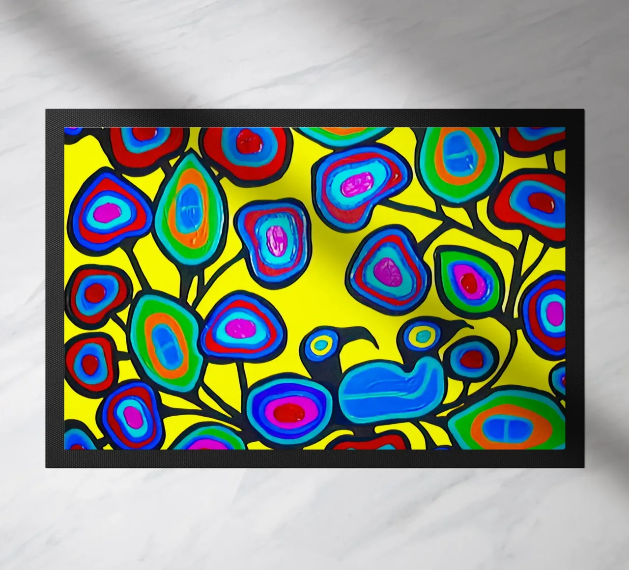 Floral on yellow doormat by ARTMAIACREATION