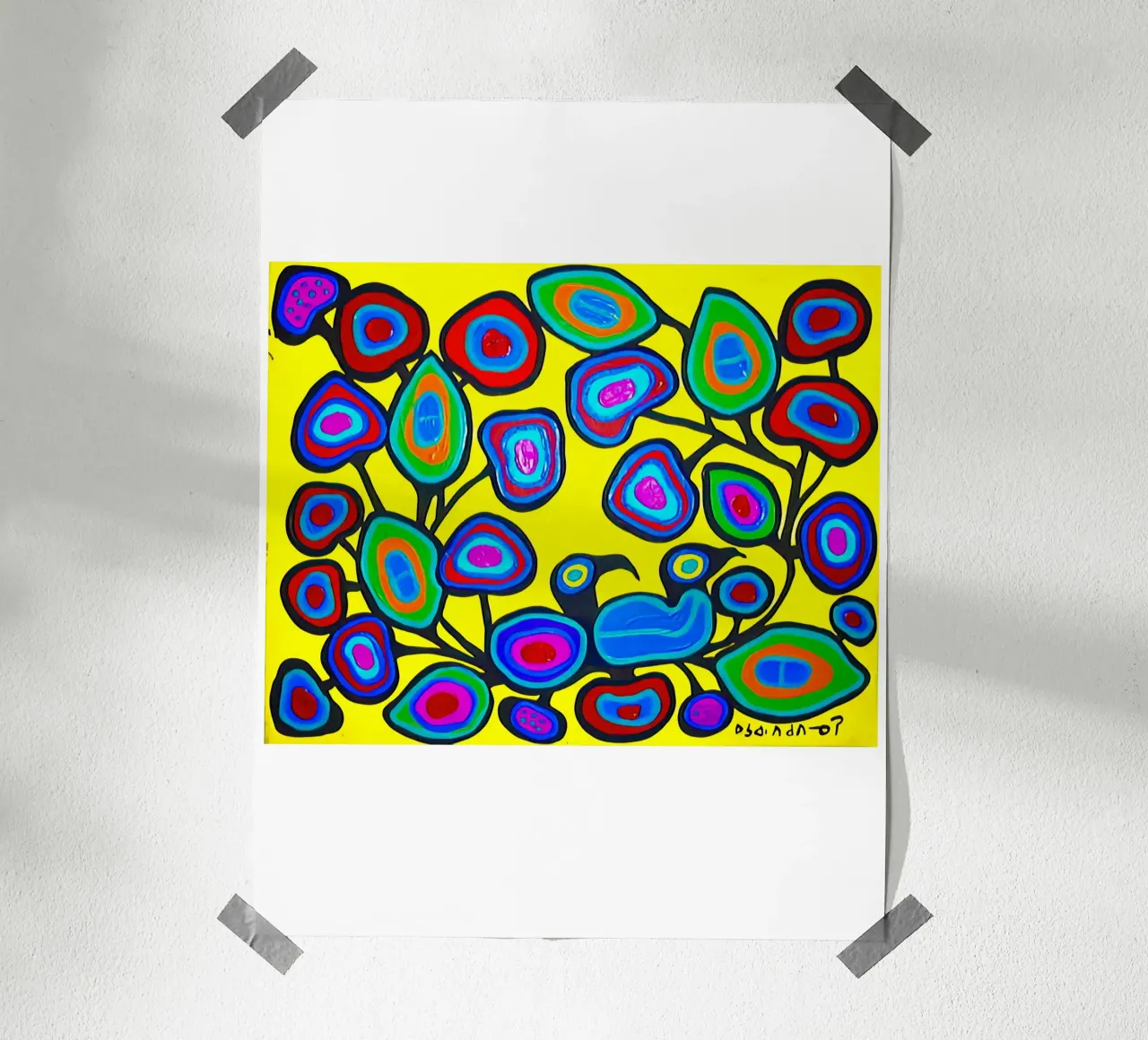 Floral on yellow poster by ARTMAIACREATION