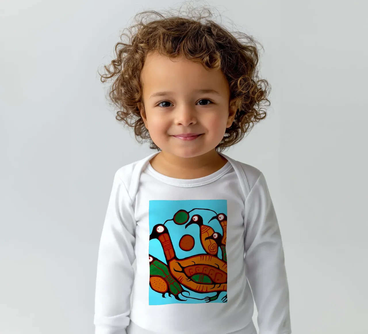 Water Fowl long-sleeve baby romper by ARTMAIACREATION