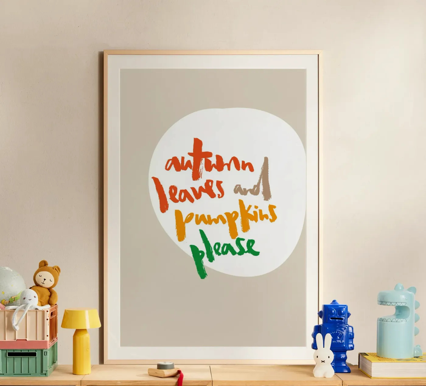 Fall leafs and pumpkins please poster van Brushmeetspaper